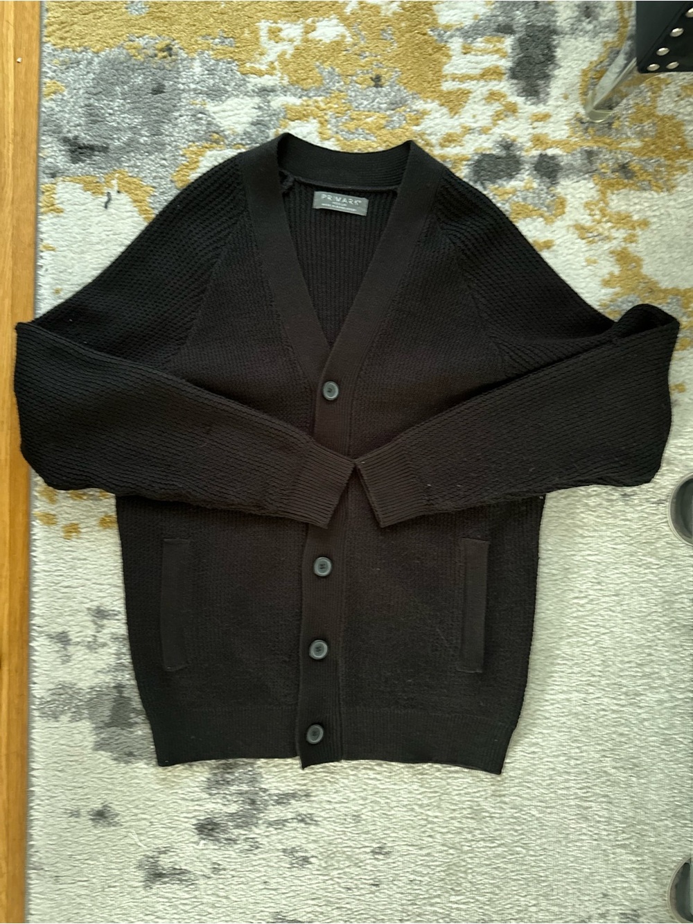 Black Knit Button-Front Men's Cardigan Size Medium !